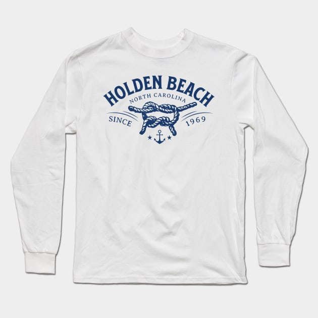 Holden Beach, NC Beach Knot Summer Vacation Long Sleeve T-Shirt by Contentarama